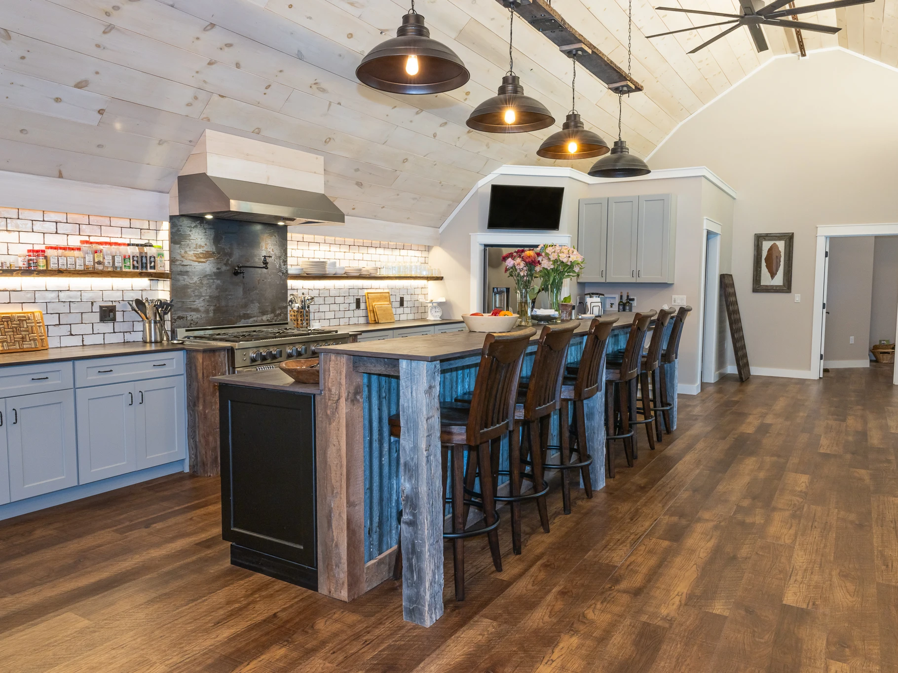 Modern kitchen with reclaimed wood